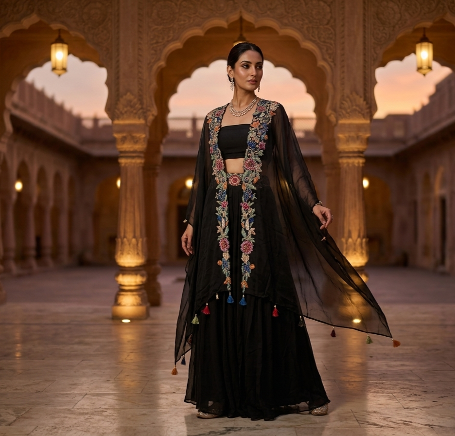 Black Indowestern 3pis