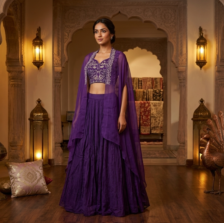 Purple Indowestern 3pis