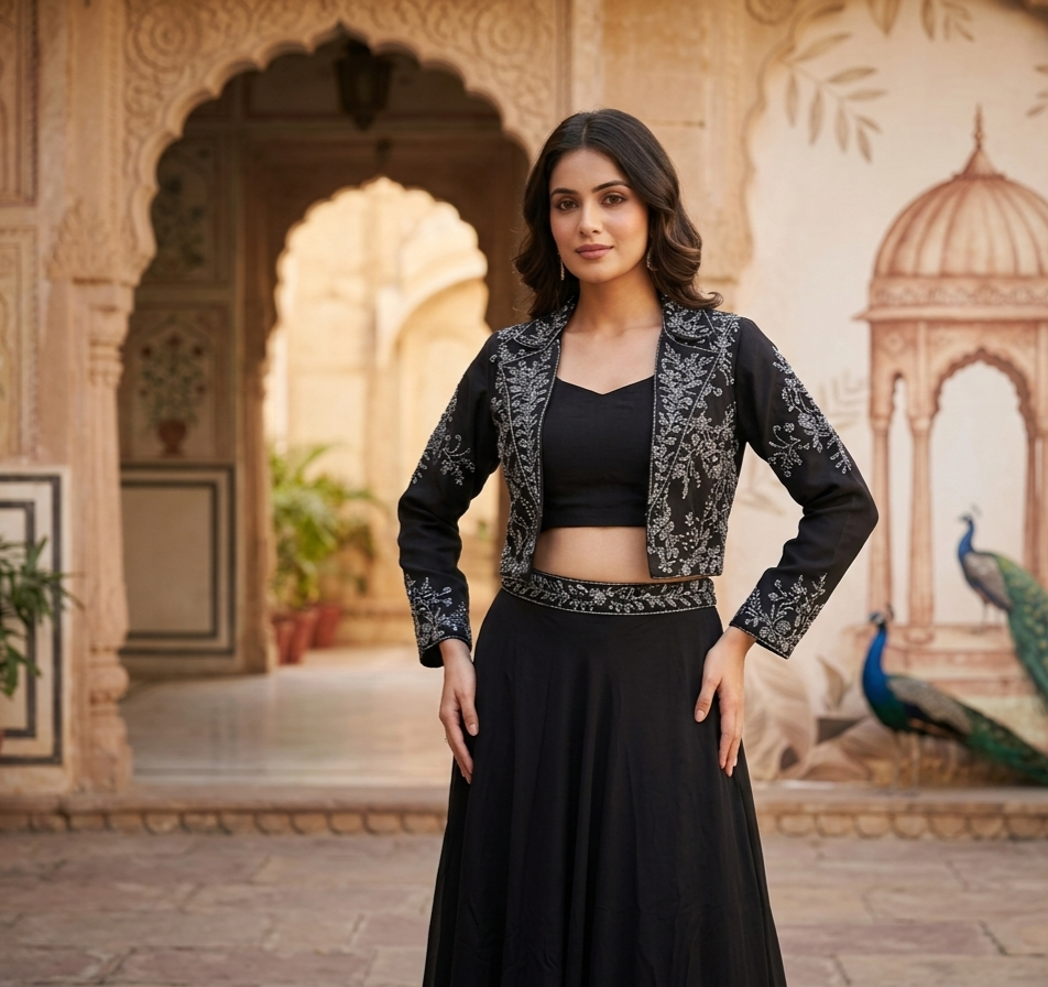 Black Indowestern 3pis