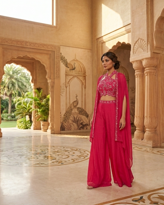Pink Indowestern 3pis Plazo