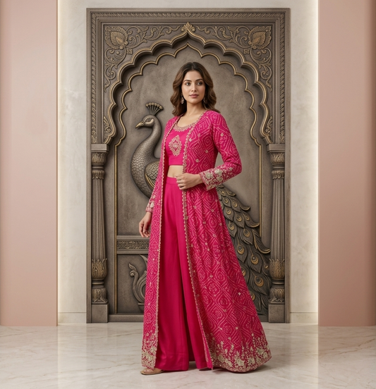 Pink Indowestern 3pis Plazo