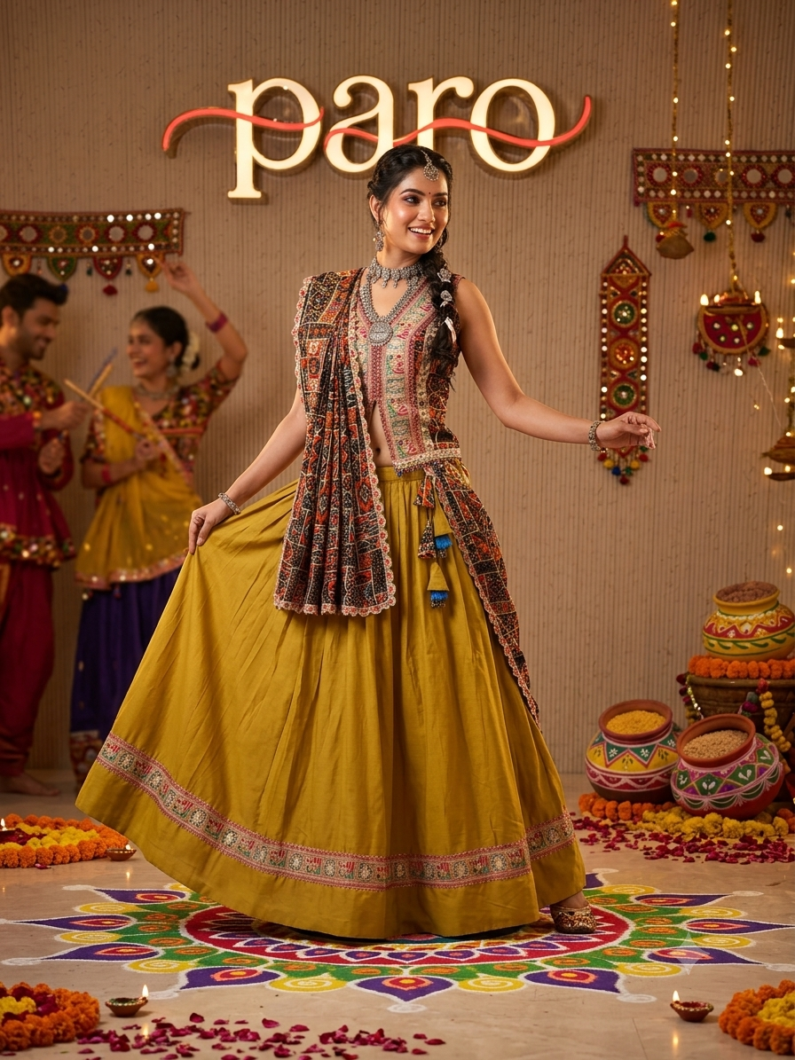Mustard Yellow Navratri Chaniya Choli