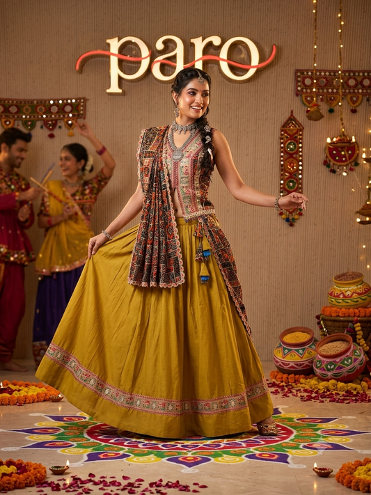 Mustard Yellow Navratri Chaniya Choli