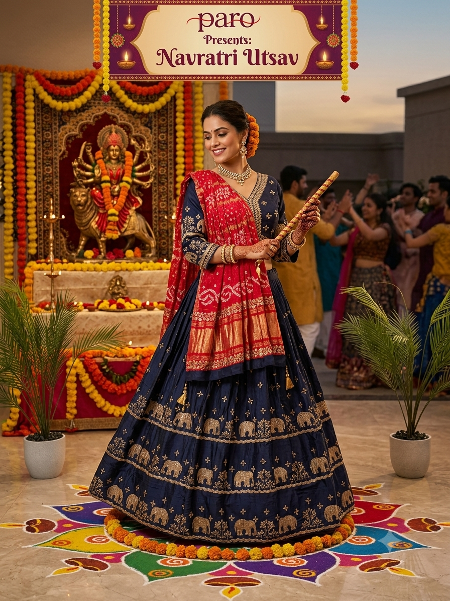 Navi Blue Navratri Chaniya Choli