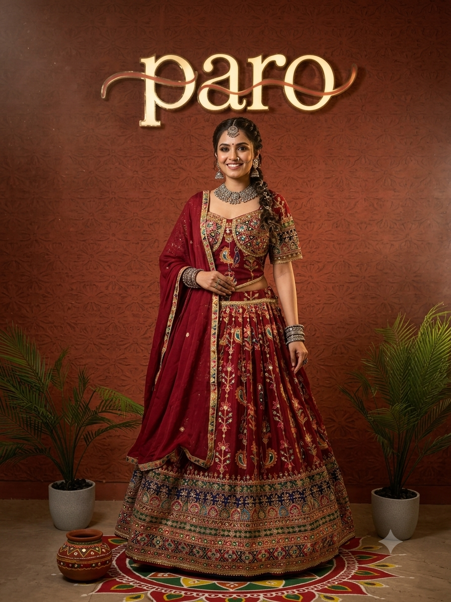 Maroon Navratri Chaniya Choli