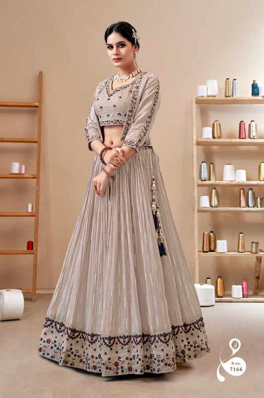 Fusion Grey Indo Western Lehenga with short jacket