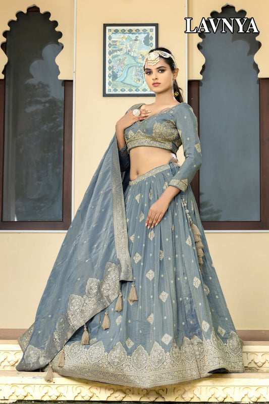 air force blue Elegant Designer Readymade Lehenga