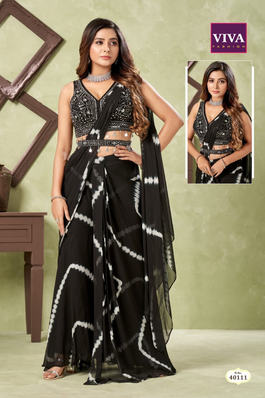 Regal Black Draping Choli Palazzo Set