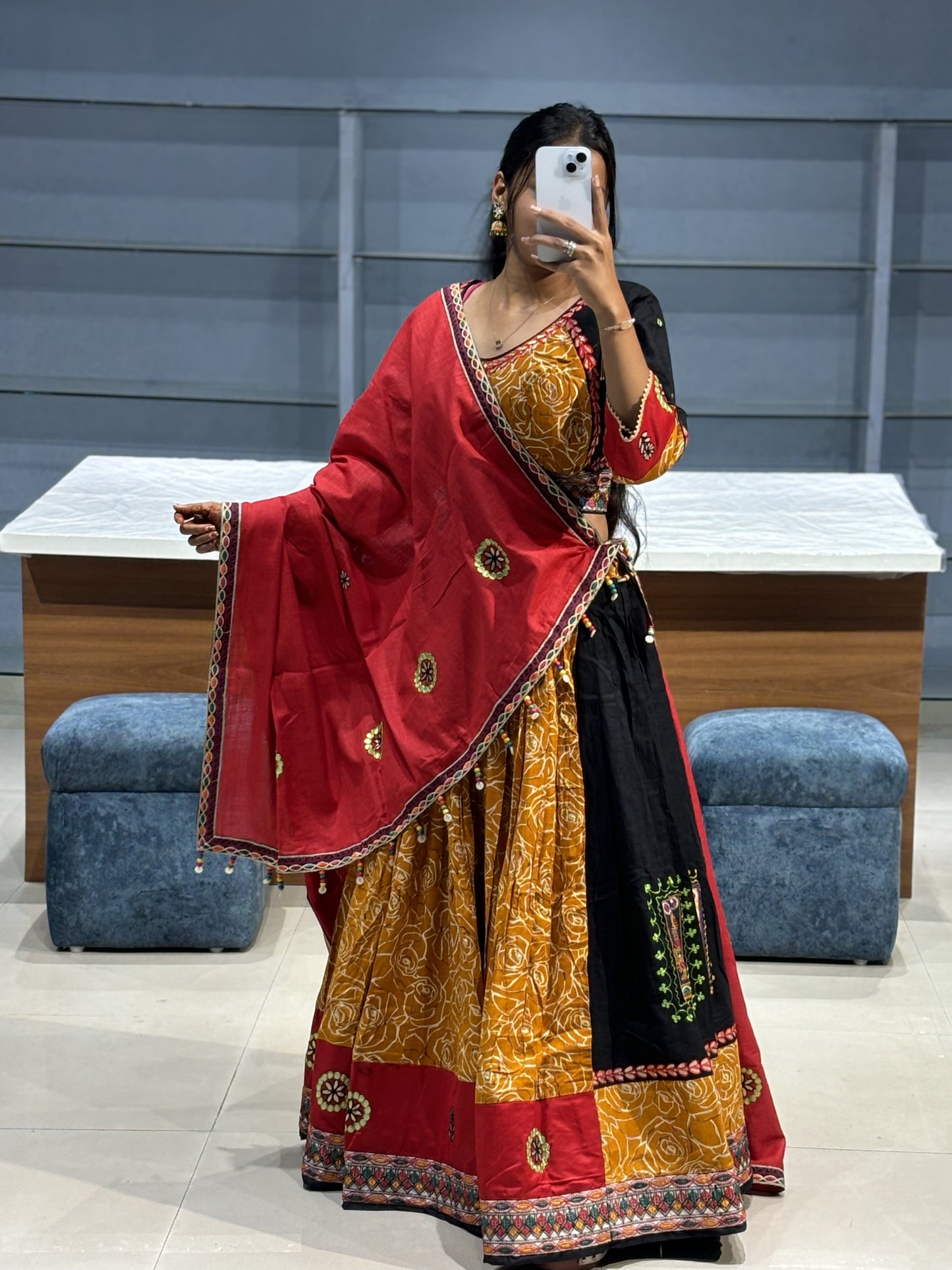 Mustard Multicolour Navratri Chaniya Choli