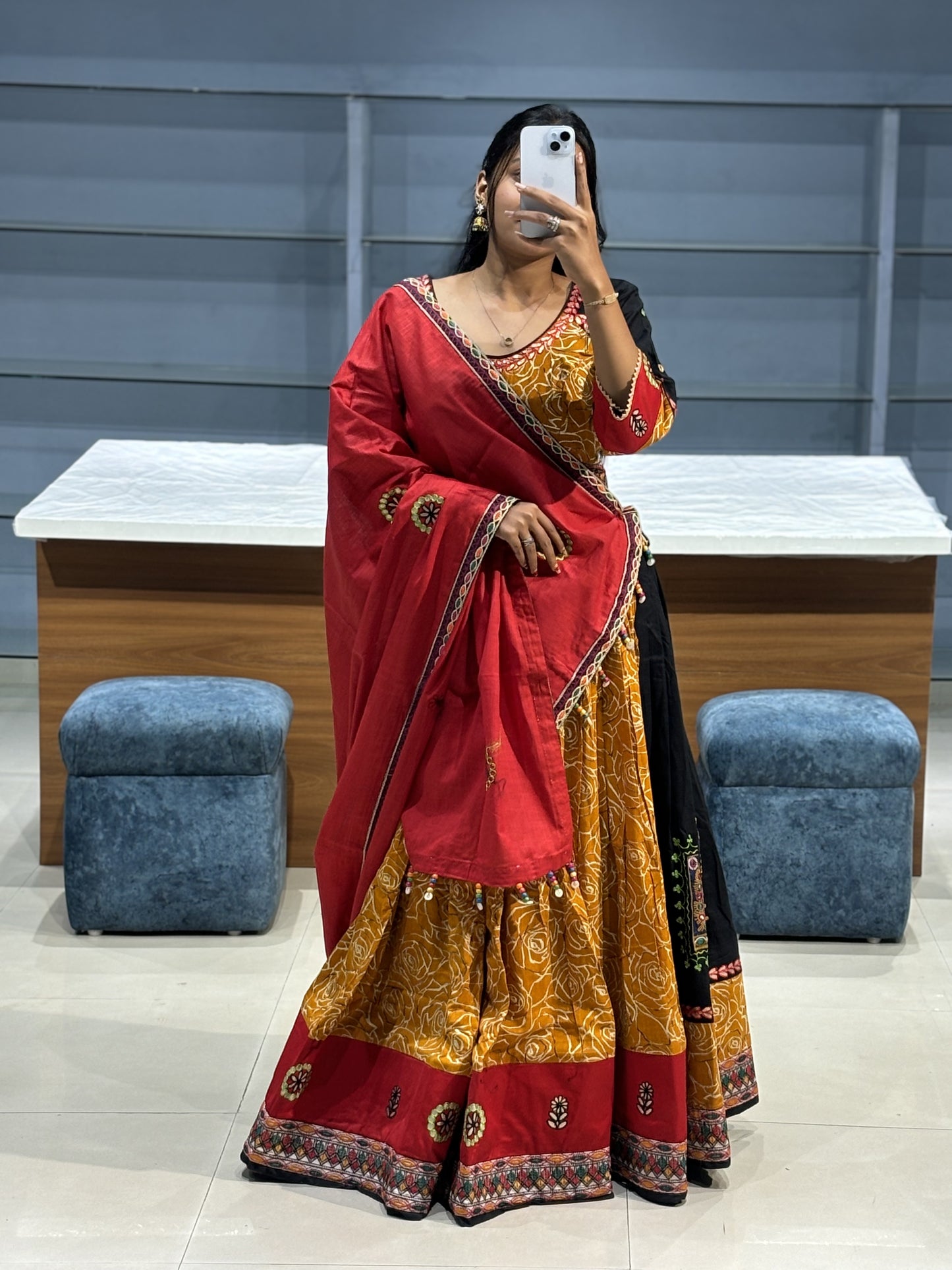 Mustard Multicolour Navratri Chaniya Choli