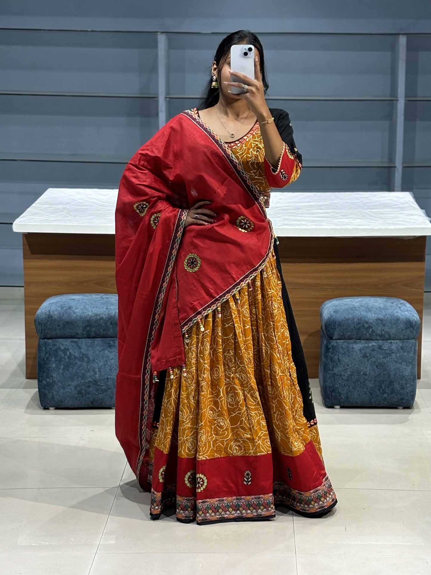 Mustard Multicolour Navratri Chaniya Choli