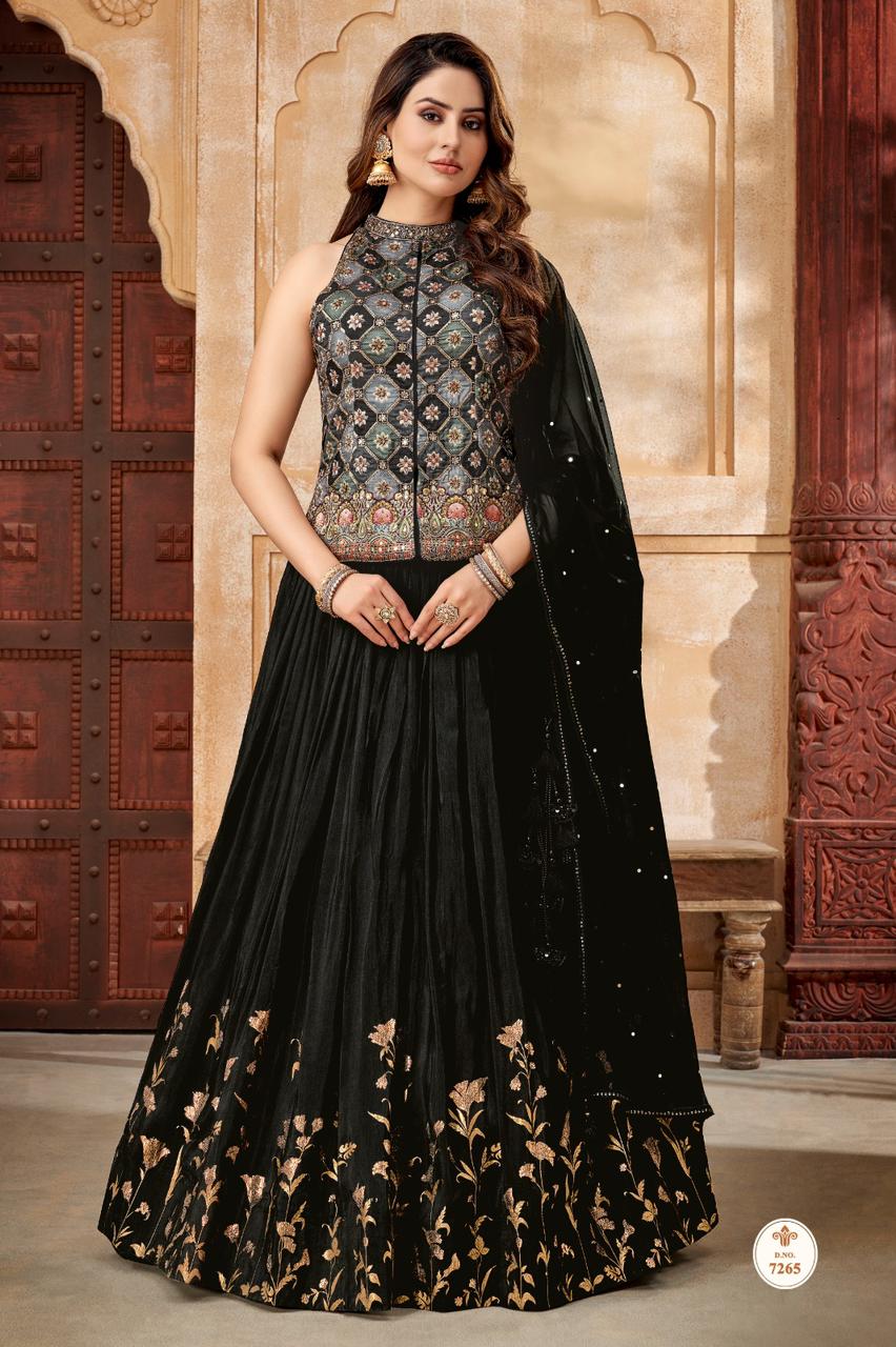 Royal Black Designer Peplum Lehenga