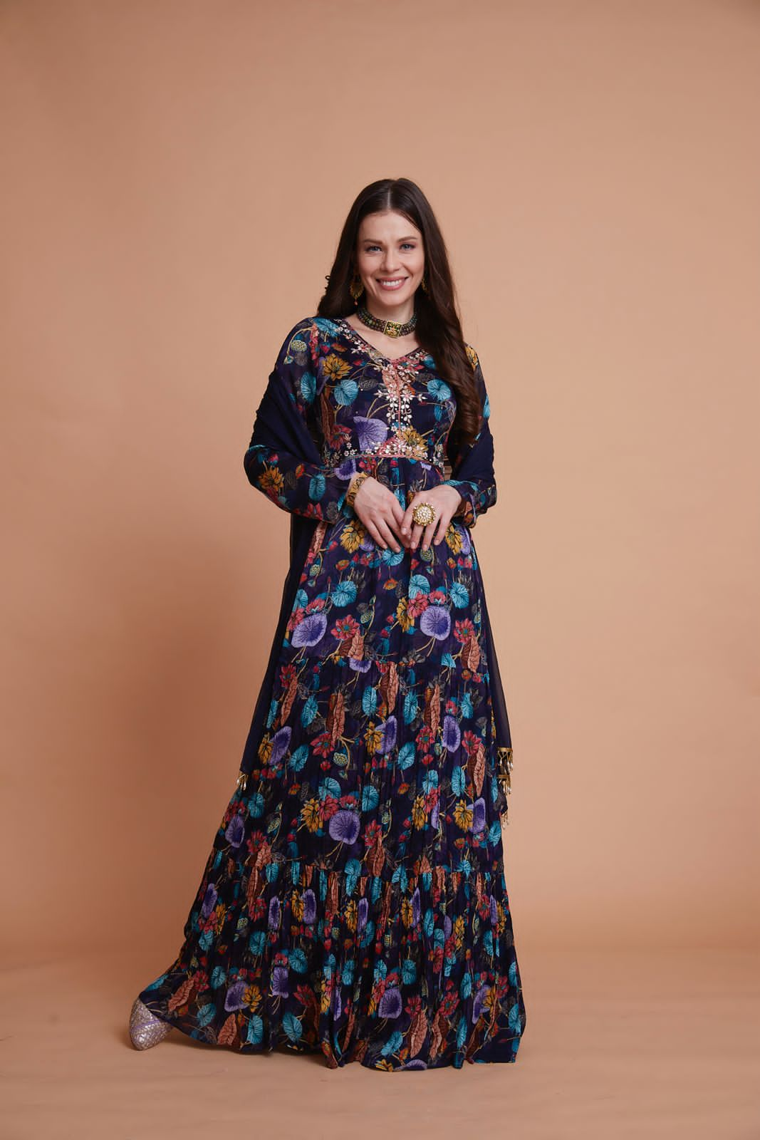 Multi Printed Designer Floral Gown