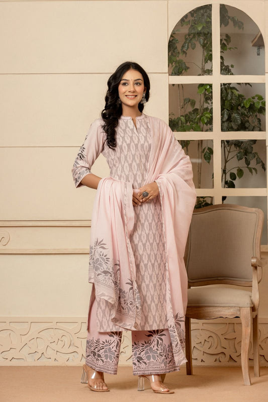 Pink Cotton Printed Palazzo Pair