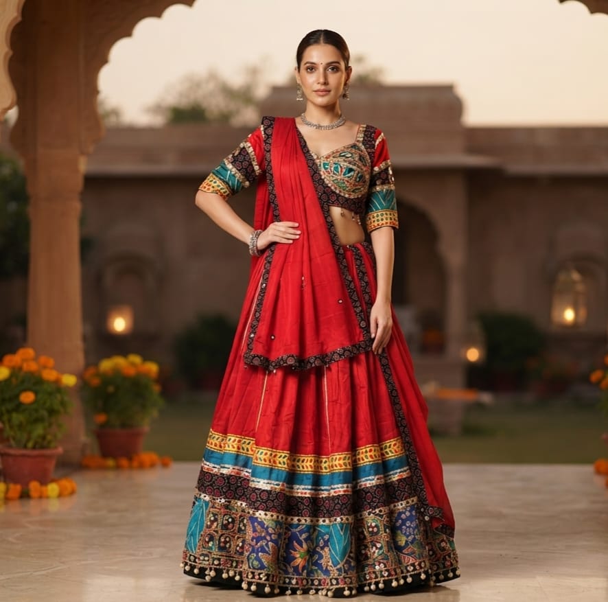 Red colour Colour  Navratri Chaniya Choli