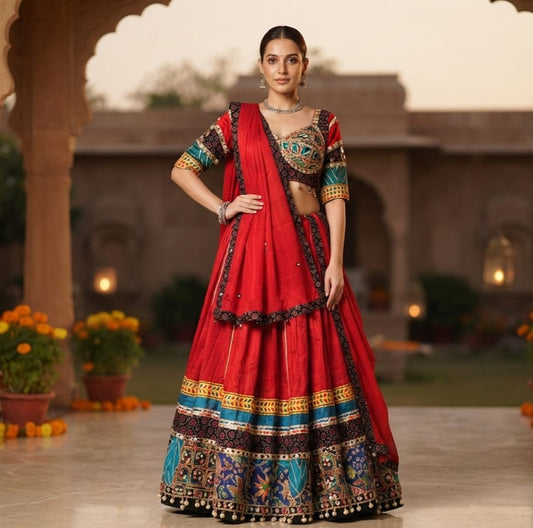 Red colour Colour  Navratri Chaniya Choli