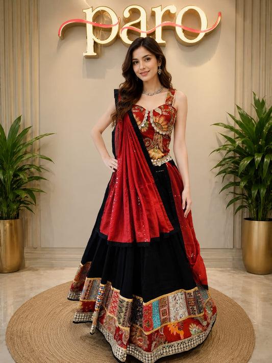 Red and black colour Colour  Navratri Chaniya Choli