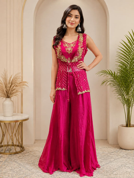 Rani color Indowestern 3pis Plazo