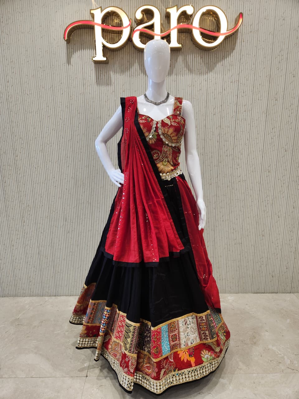 Red and black colour Colour  Navratri Chaniya Choli
