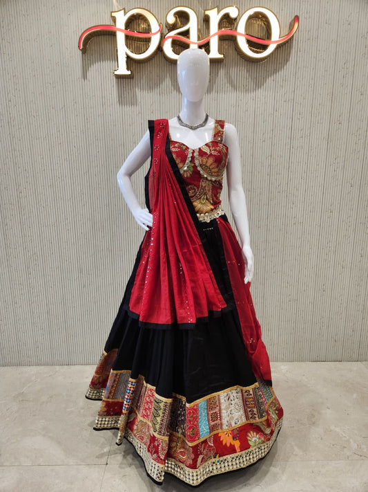 Red and black colour Colour  Navratri Chaniya Choli