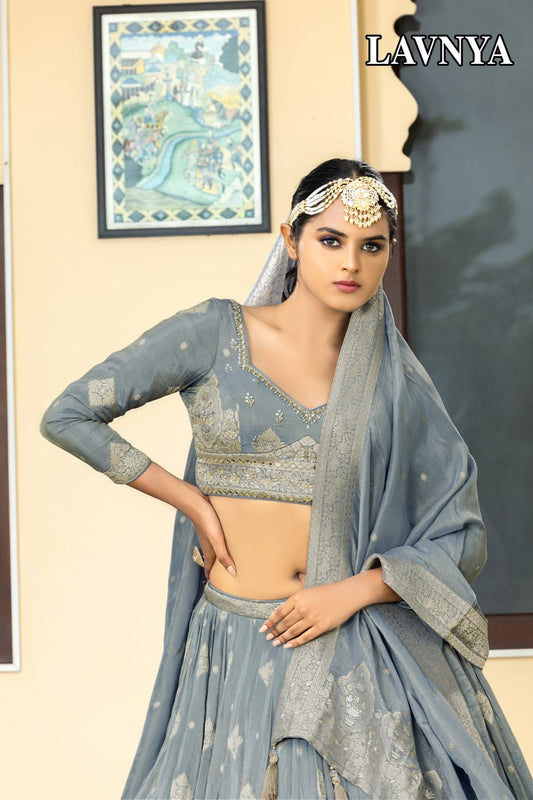 air force blue Elegant Designer Readymade Lehenga