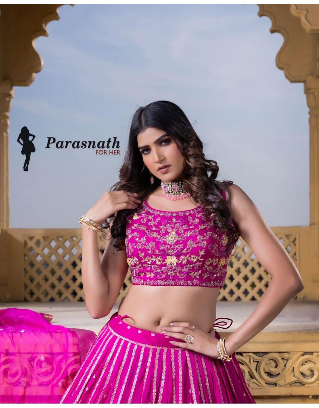 pink Handwork silk Lehenga