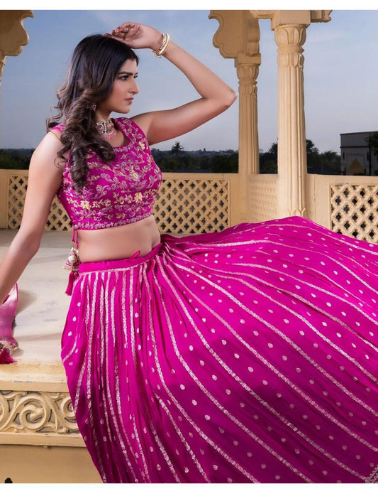 pink Handwork silk Lehenga