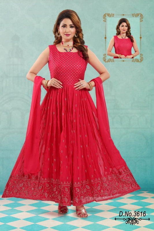 pink rani HANDWORK GEORGETTE GOWN