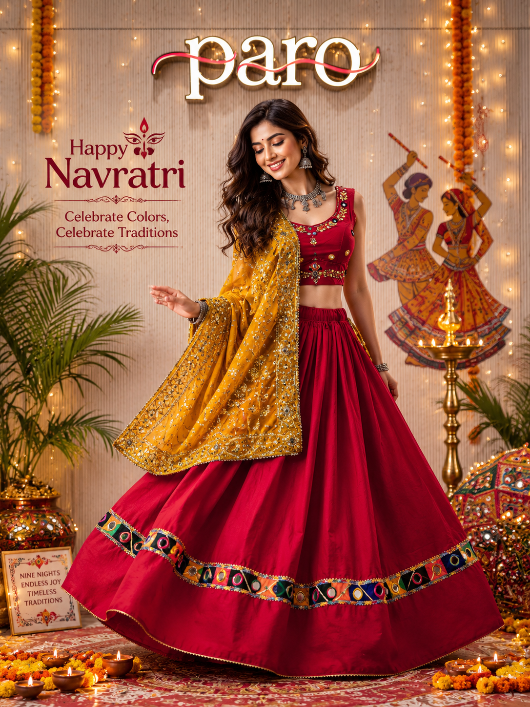 Peach Navratri Chaniya Choli