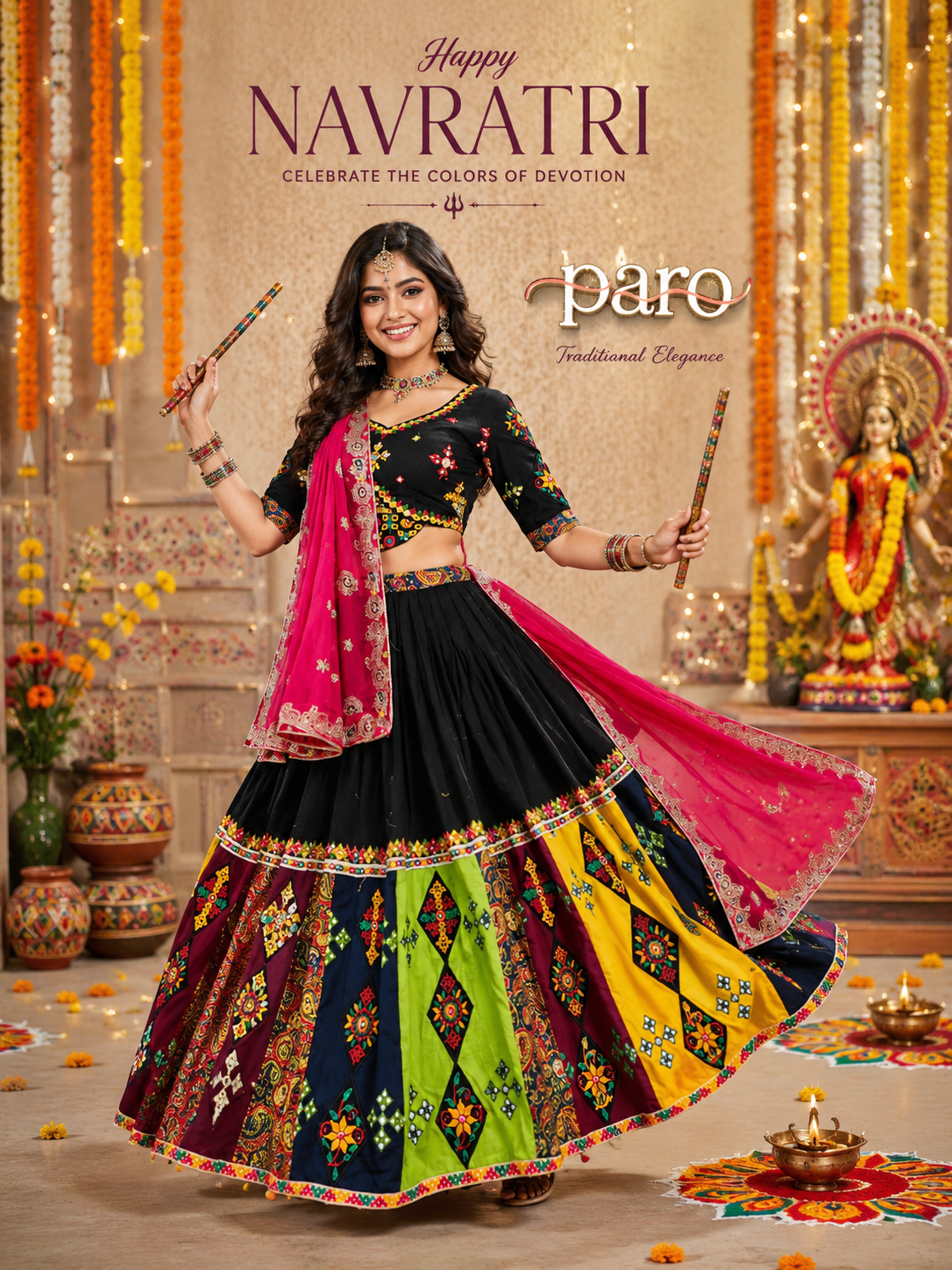 Black Navratri Chaniya Choli