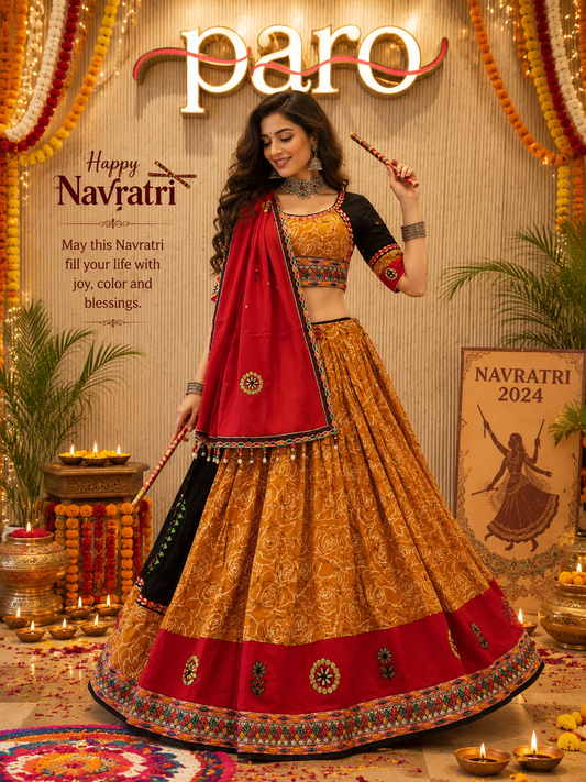 Mustard Yellow Navratri Chaniya Choli